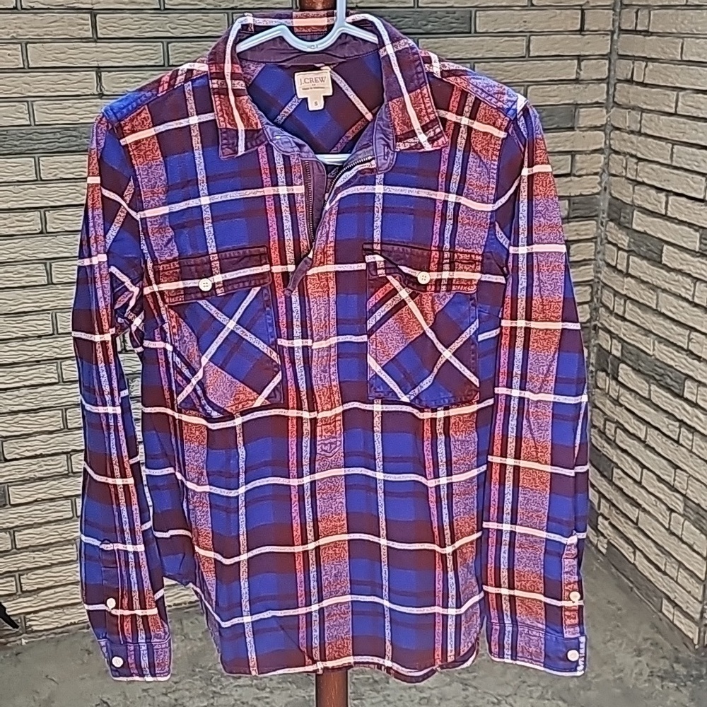 J Crew Flannel Shirt 1/2 Zip Sz Sm